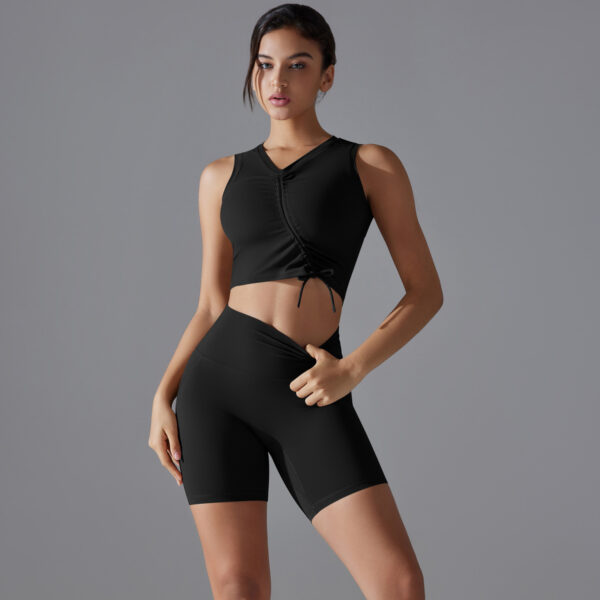 Drawstring Sports Underwear Yoga Clothing Set Running Fitness Antibacterial Yoga Shorts Two Piece Set - Image 3