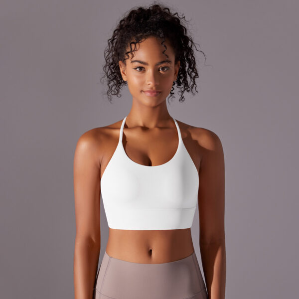 New brushed double-sided nylon solid color beauty back cross halter sports running fitness yoga clothing sports underwear female - Image 6
