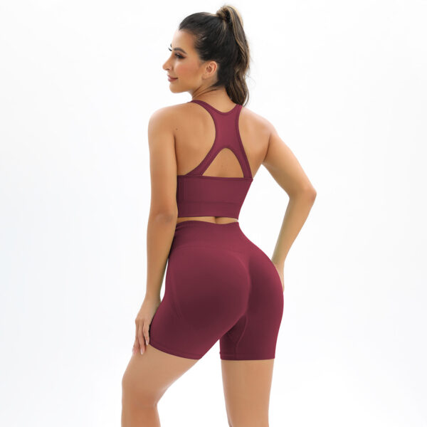 Seamless knitted back and buttocks yoga clothing suit sports running fitness clothing two-piece female - Image 6