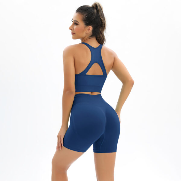 Seamless knitted back and buttocks yoga clothing suit sports running fitness clothing two-piece female - Image 2