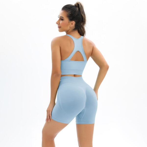 Seamless knitted back and buttocks yoga clothing suit sports running fitness clothing two-piece female - Image 3