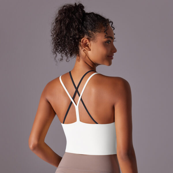 Solid Color Beauty Back Double Layer Crossover Reversible Nylon Brushed Sports Underwear Running Fitness Yoga Clothing Tops Women - Image 6