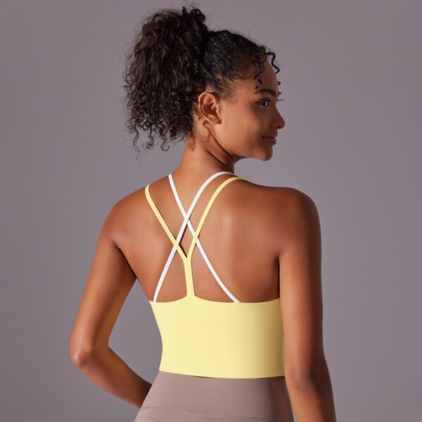 Solid Color Beauty Back Double Layer Crossover Reversible Nylon Brushed Sports Underwear Running Fitness Yoga Clothing Tops Women - Image 5