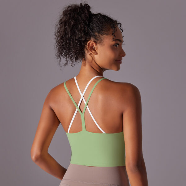 Solid Color Beauty Back Double Layer Crossover Reversible Nylon Brushed Sports Underwear Running Fitness Yoga Clothing Tops Women - Image 4