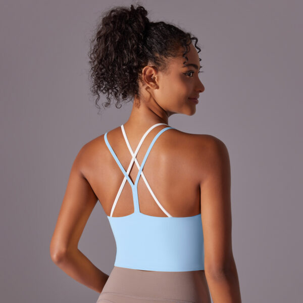 Solid Color Beauty Back Double Layer Crossover Reversible Nylon Brushed Sports Underwear Running Fitness Yoga Clothing Tops Women - Image 2