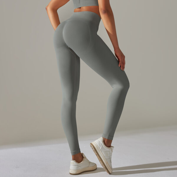 Solid Color High Elastic Beauty Back Sports Fitness Yoga Pants - Image 9
