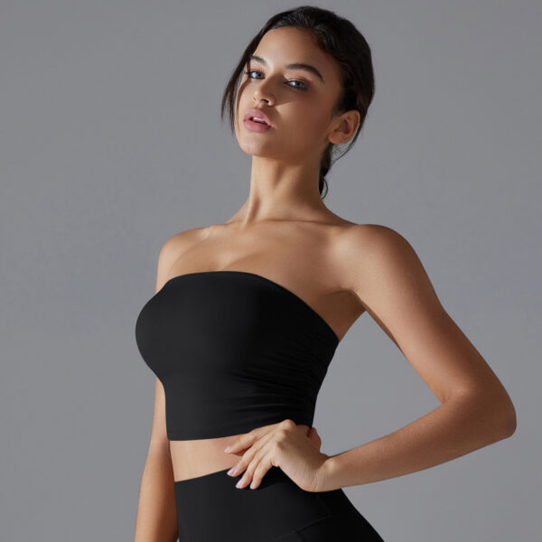 Solid color wrap yoga wear top ruched bustier breathable slimming anti-slip running sports underwear fitness clothing - Image 2