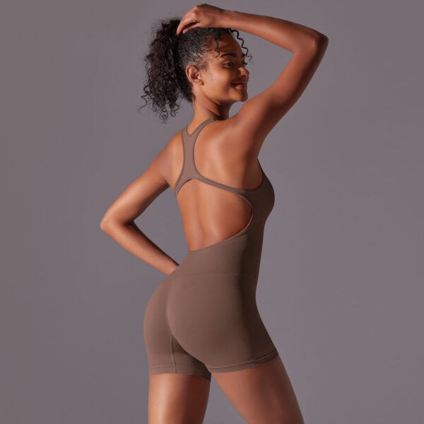Tight solid color one-piece one-piece suit aerial beautiful back yoga clothing seamless breathable one-piece yoga clothing - Image 2