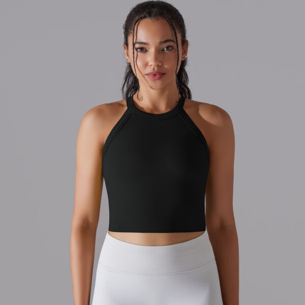 Women Sports Vest Fitness Bra With Chest Pads Seamless Double Layered Shockproof Cropped Top Gym Workout Running Bra Vest - Image 2