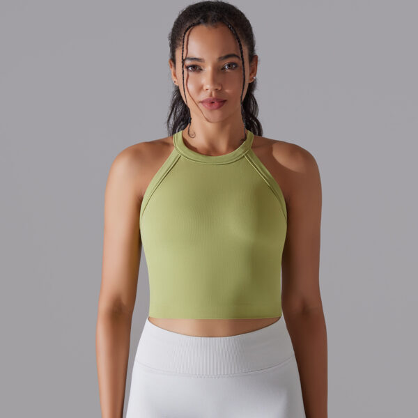 Women Sports Vest Fitness Bra With Chest Pads Seamless Double Layered Shockproof Cropped Top Gym Workout Running Bra Vest - Image 5