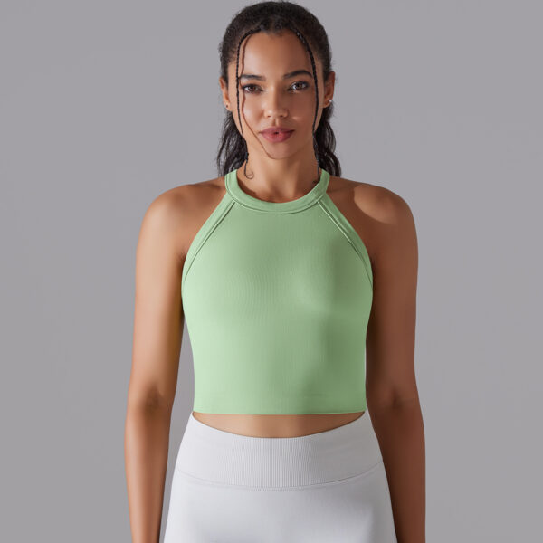 Women Sports Vest Fitness Bra With Chest Pads Seamless Double Layered Shockproof Cropped Top Gym Workout Running Bra Vest - Image 7