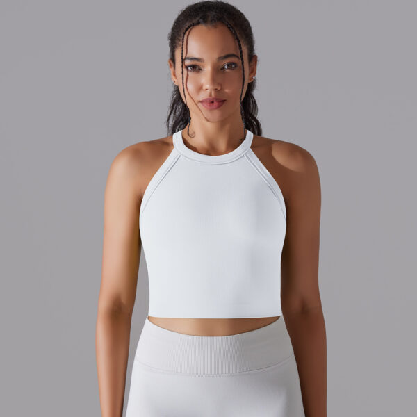 Women Sports Vest Fitness Bra With Chest Pads Seamless Double Layered Shockproof Cropped Top Gym Workout Running Bra Vest - Image 8